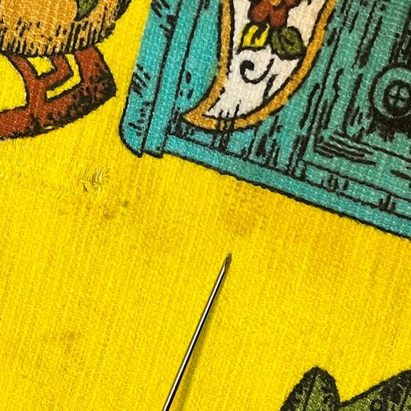 Vintage Parisian Prints Kitchen Tea Towel 1960s-70s Yellow Cotton Nylon Retro - Picture 12 of 12